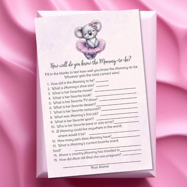 Koala Who Knows Mummy Best Baby Shower Game Card (Creator Uploaded)