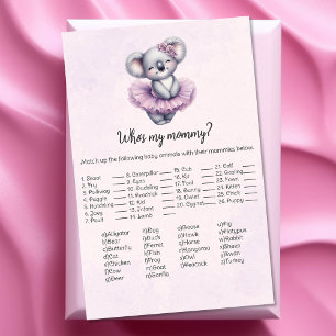 Koala Who's My Mummy Baby Shower Game Card