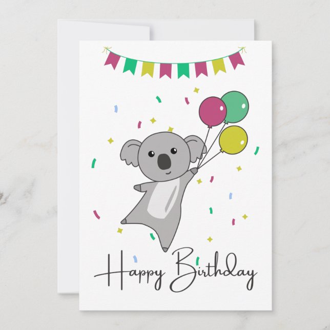 Koala Wishes Happy Birthday To You Koalas Invitati Invitation (Front)