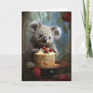 Koala with a Birthday Cake Thank You Card