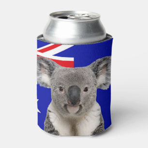 Koala with Australian Flag Background   Can Cooler
