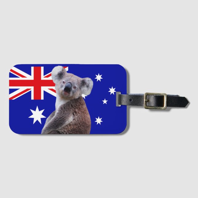 Koala with Australian Flag Background   Luggage Tag (Front Horizontal)