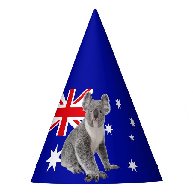 Koala with Australian Flag Background   Party Hat (Front)
