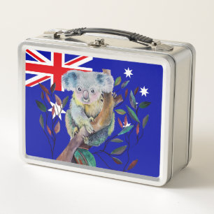 Koala with Australian Flag Metal Lunch Box