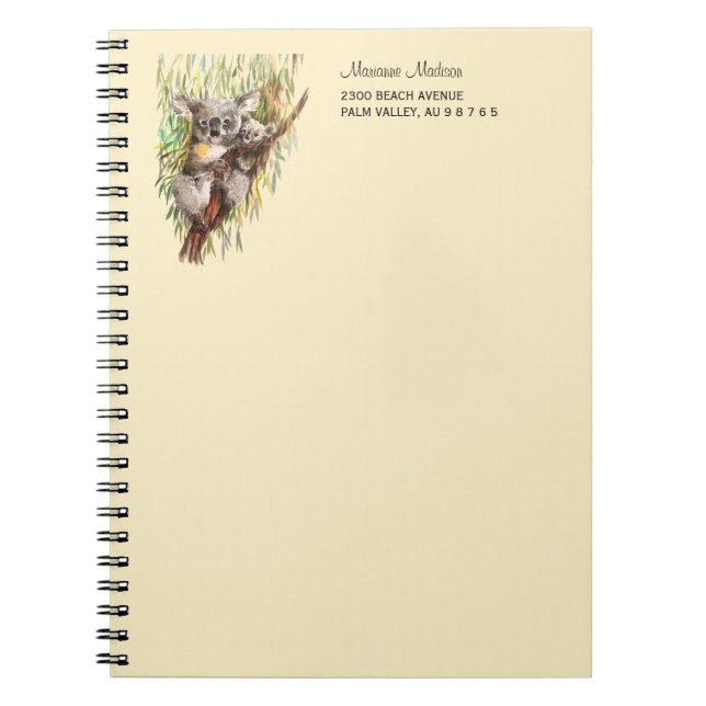 Koala with baby waterolor painting  notebook (Front)