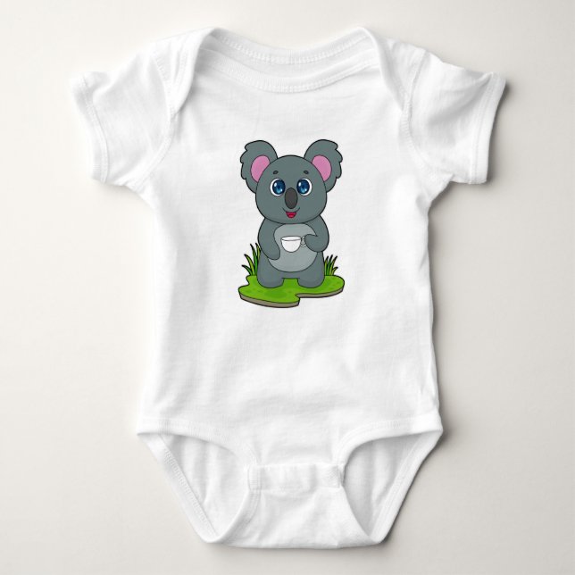 Koala with Coffee cup Baby Bodysuit (Front)