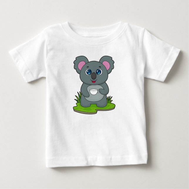 Koala with Coffee cup Baby T-Shirt (Front)