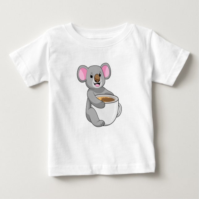 Koala with Coffee Cup Baby T-Shirt (Front)