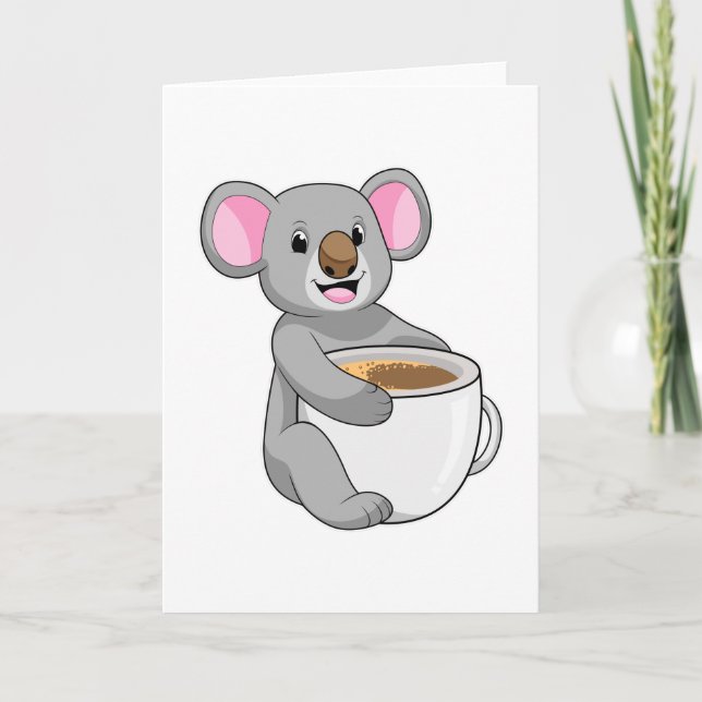Koala with Coffee Cup Card (Front)