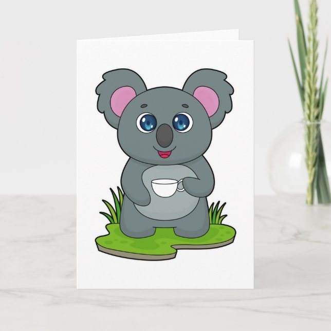 Koala with Coffee cup Card (Front)
