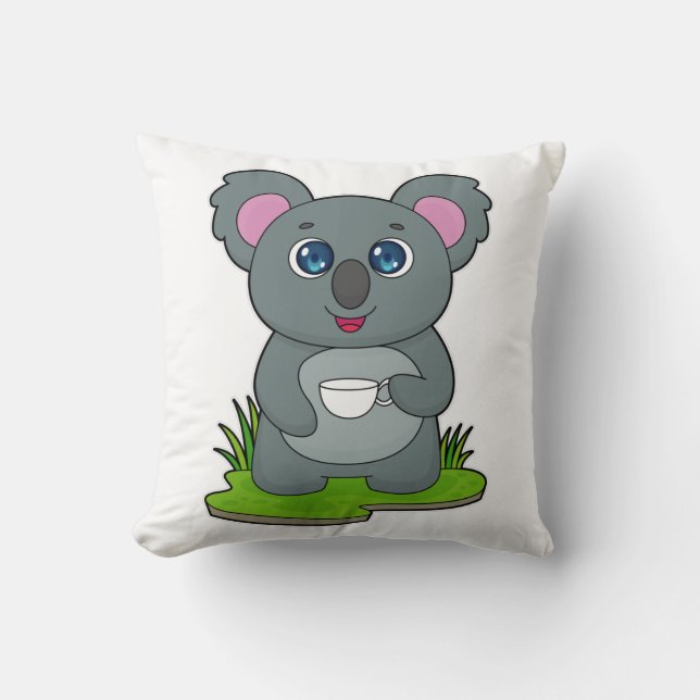 Koala with Coffee cup Cushion (Front)
