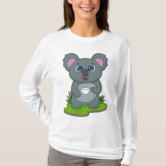 Koala with Coffee cup T-Shirt (Front)