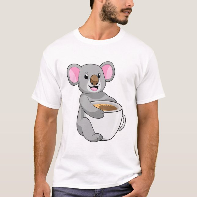 Koala with Coffee Cup T-Shirt (Front)