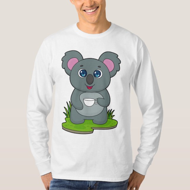 Koala with Coffee cup T-Shirt (Front)