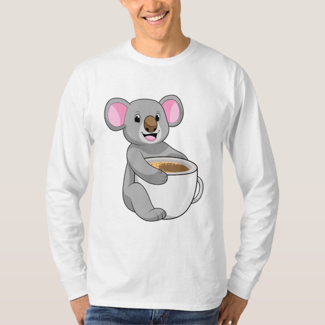 Koala with Coffee Cup T-Shirt (Front)