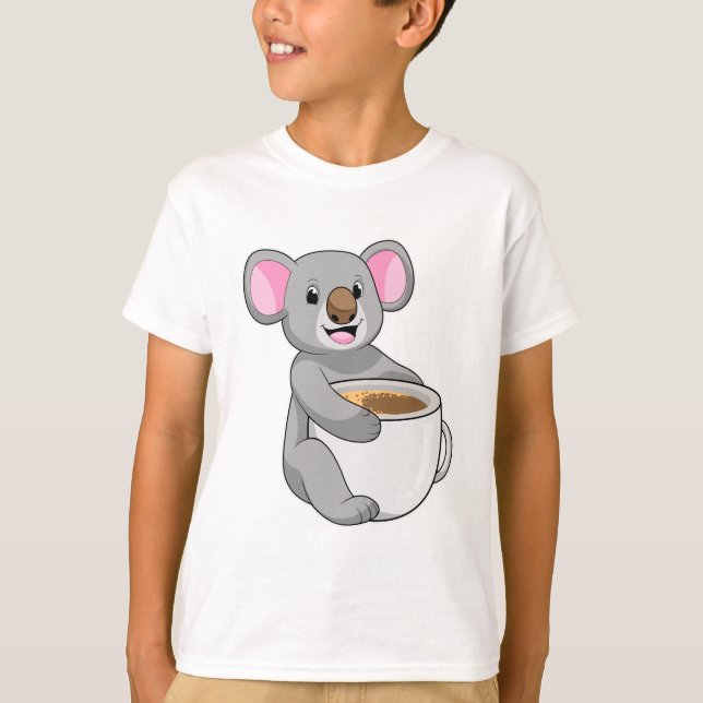 Koala with Coffee Cup T-Shirt (Front)