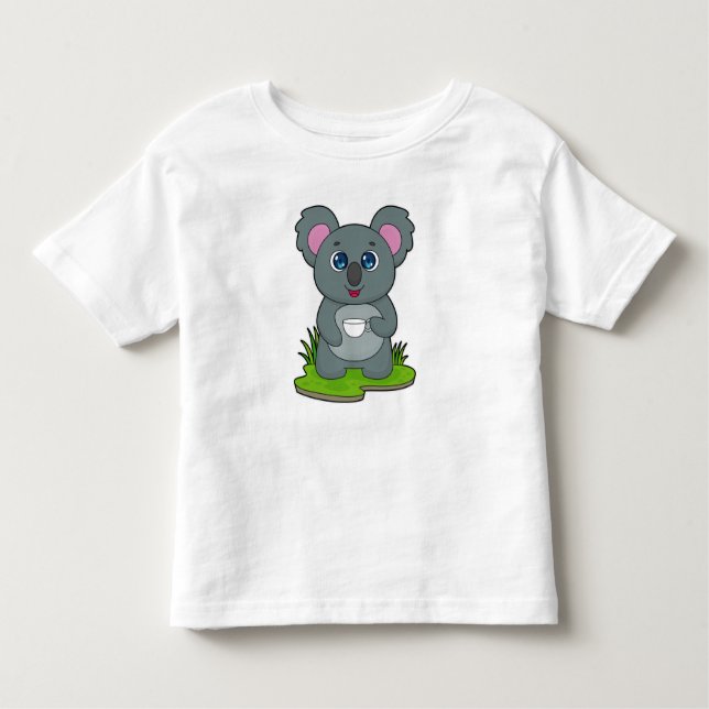 Koala with Coffee cup Toddler T-Shirt (Front)