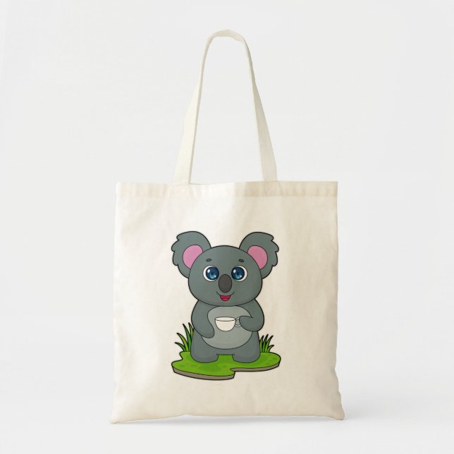 Koala with Coffee cup Tote Bag (Front)
