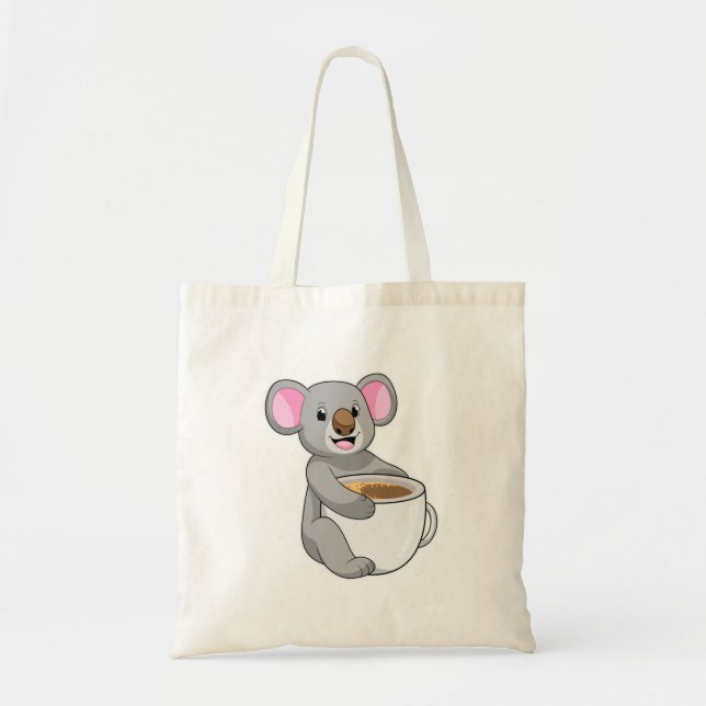 Koala with Coffee Cup Tote Bag (Front)