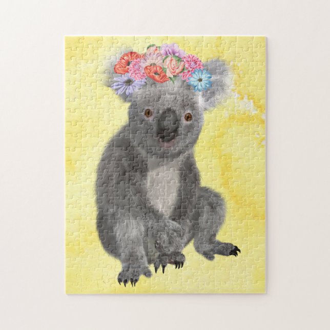 Koala with flowers spring watercolor art jigsaw puzzle (Vertical)