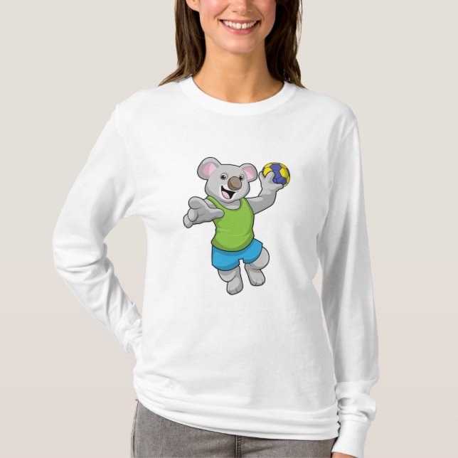Koala with Handball Sports T-Shirt (Front)