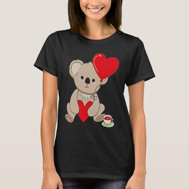 Koala With Heart Balloon Valentines Day Love Boys T-Shirt (Front)