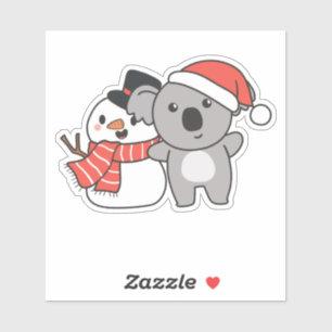 Koala With Snowman In Winter For Christmas