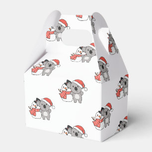 Koala With Snowman In Winter For Christmas Favour  Box