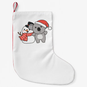 Koala With Snowman In Winter For Christmas Small Christmas Stocking