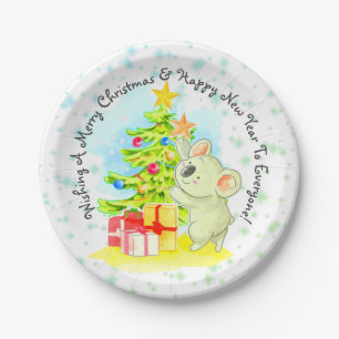 Koala with Tree 7" Australian Christmas Party  Paper Plate