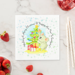 Koala with Tree Australian Christmas Party Lunch Napkin