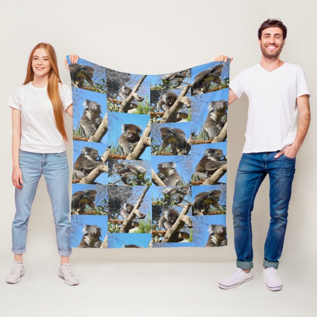 "Koala Wonders: A Heartwarming Photo Collage" Fleece Blanket (In Situ)