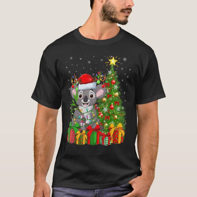 Koala   Xmas Holiday Santa Koala Christmas Tree T-Shirt (Front)