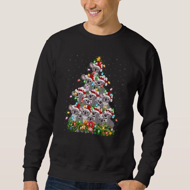 Koala  Xmas Lights Santa Koala Christmas Tree Sweatshirt (Front)