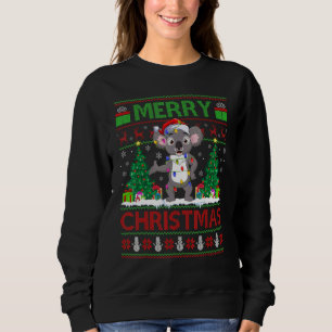 Koala Xmas Tree Lights Ugly Santa Koala Christma Sweatshirt