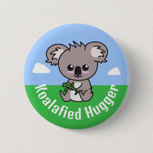 "Koalafied Hugger" cute cuddly baby koala 6 Cm Round Badge