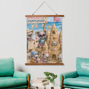 Koalas Building an Award-Winning Sandcastle Hanging Tapestry