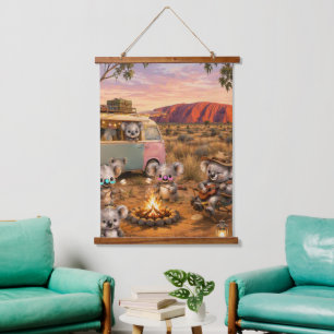 Koalas Exploring Uluru on an Outback Adventure Hanging Tapestry