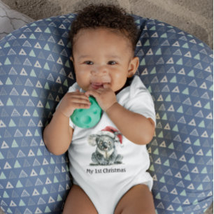 Koala's First Christmas Cuddles, custom Baby Bodysuit