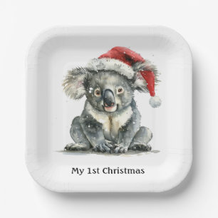 Koala's First Christmas Cuddles, custom Paper Plate