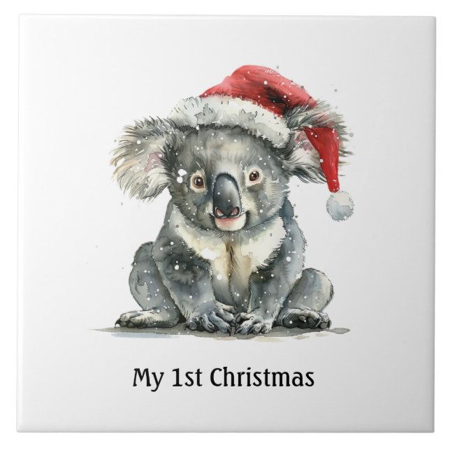 Koala's First Christmas Cuddles, custom Tile (Front)