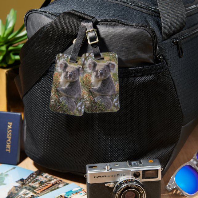 "Koala's Haven: Nestled in a Grevillea Tree" Luggage Tag (Front & Back)