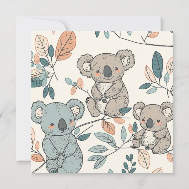Koalas in Bloom Nursery Flat Card (Front)