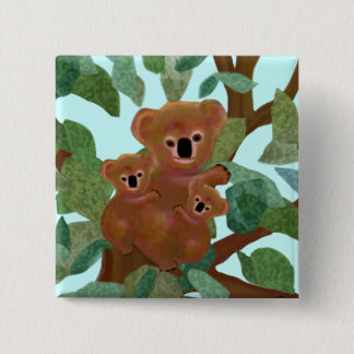 Koalas in the Eucalyptus 15 Cm Square Badge