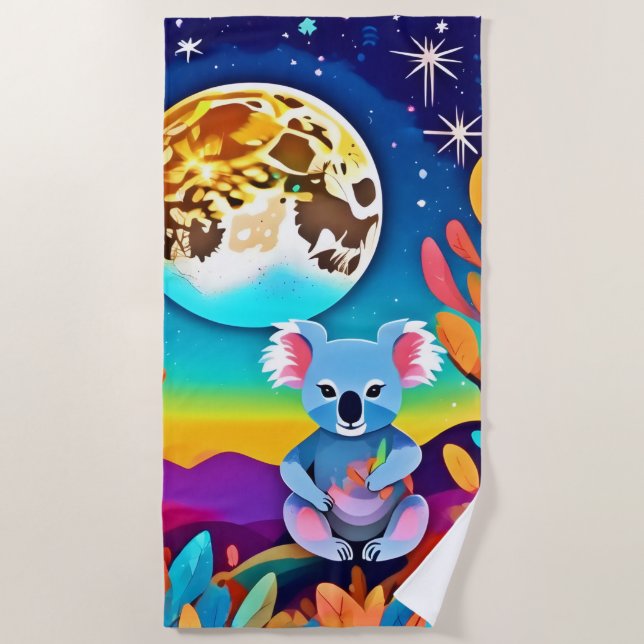 Koala's Moonlit Night Beach Towel (Front)
