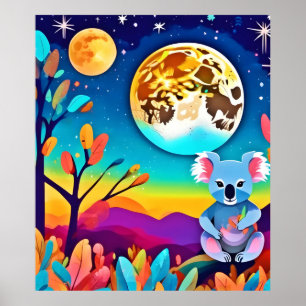 Koala's Moonlit Night Poster