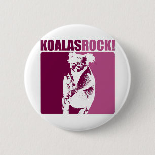 Koalas Rock! 6 Cm Round Badge