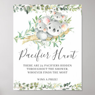 Koalas Twins Pacifier Hunt Baby Shower Game Poster