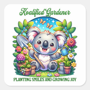 Koalified Gardener Green Botanical Plant Square Sticker