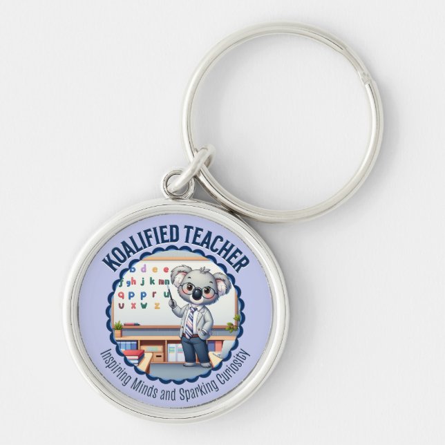Koalified Teacher Cute Koala Themed Educator Gift Key Ring (Front)